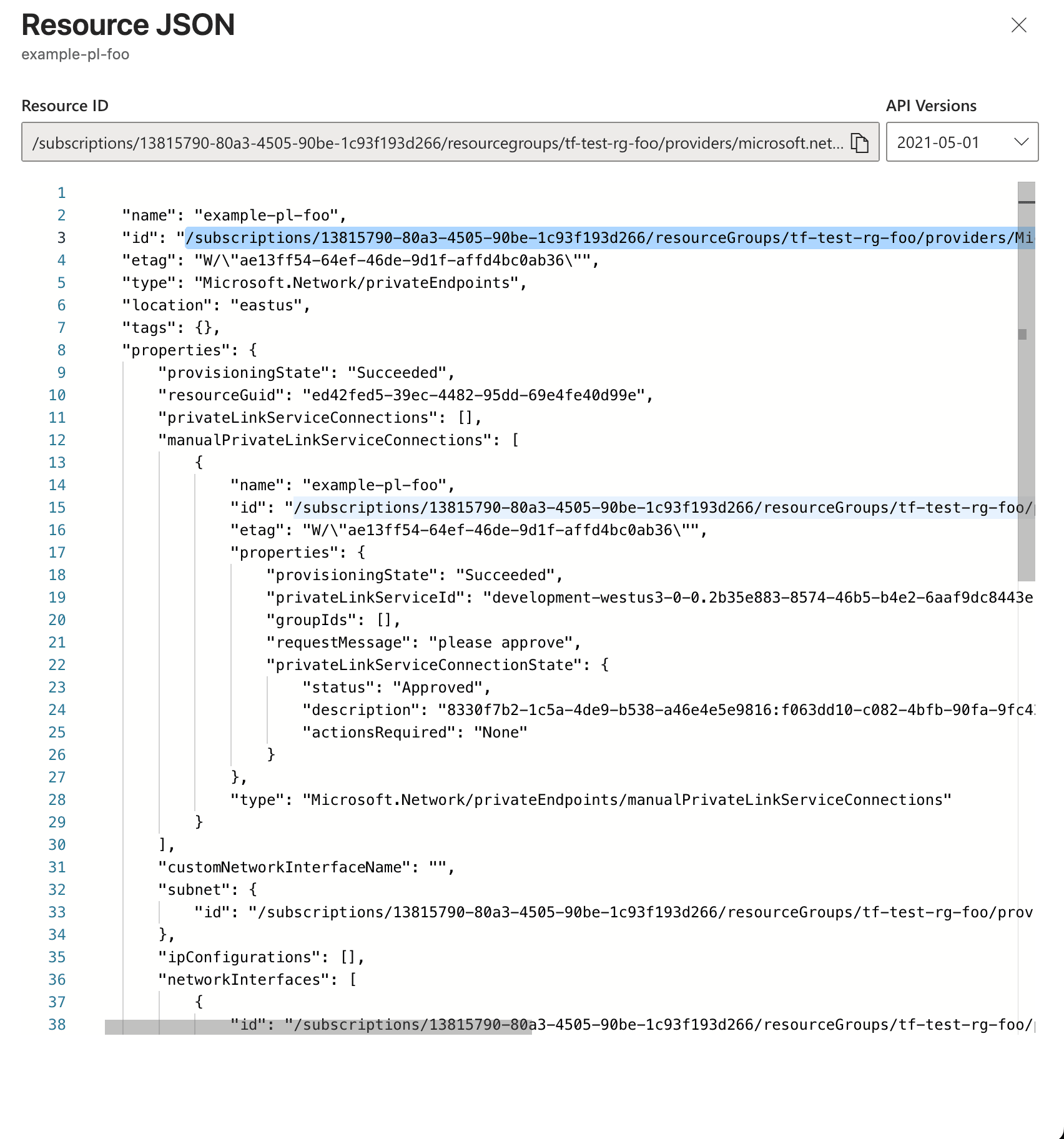 Private Endpoint Resource ID