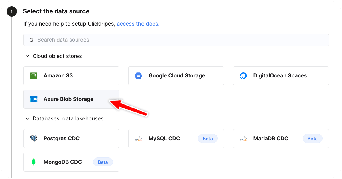 Select Azure Blob Storage